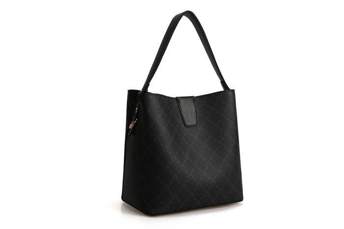 Lucky Bees Bolso de mano 328 v2, Piel de polivinilo, Negro y Gris